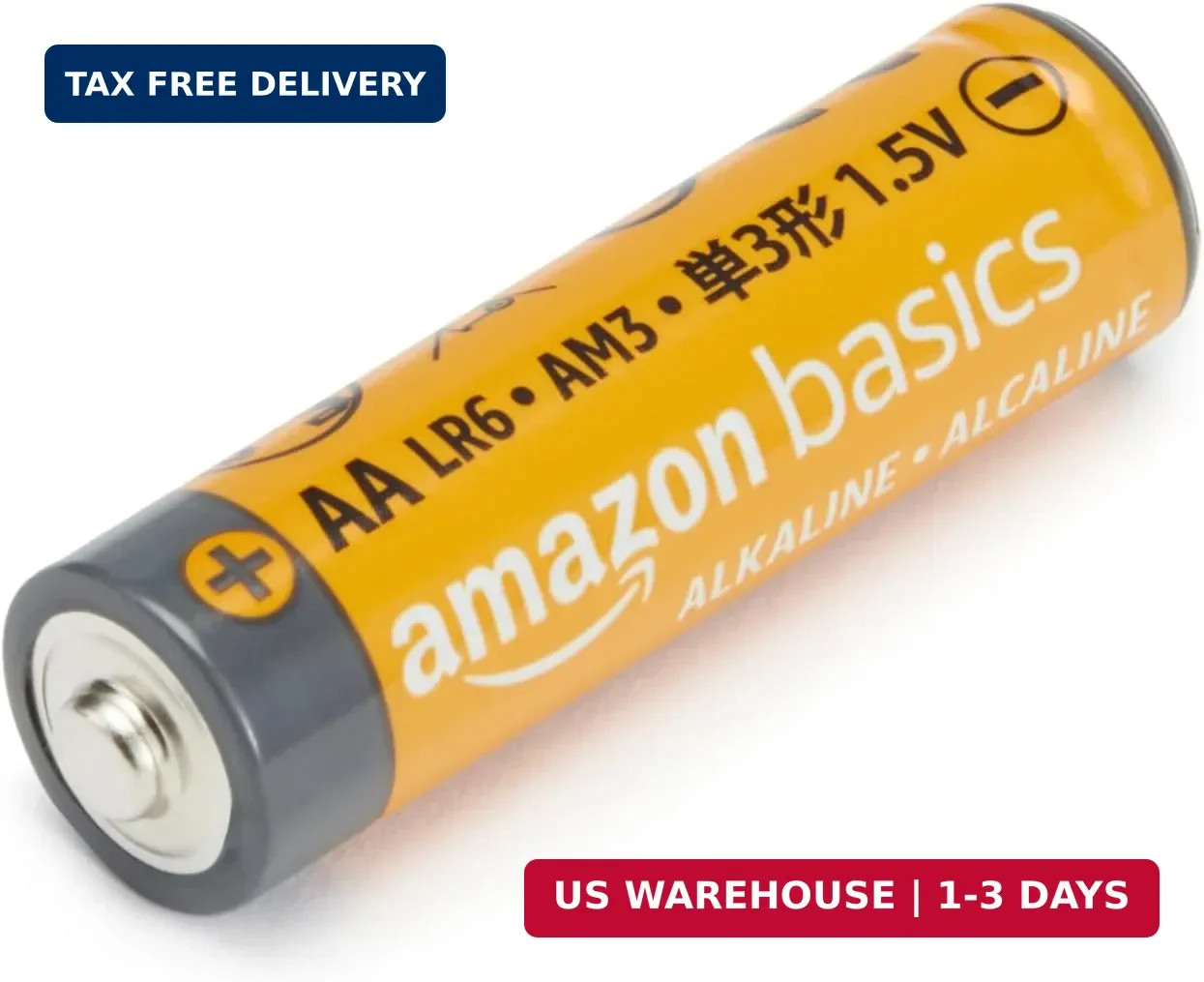 Amazon Basics 100-Pack AA Alkaline Batteries, 1.5 Volt, 10-Year Shelf Life, Reli