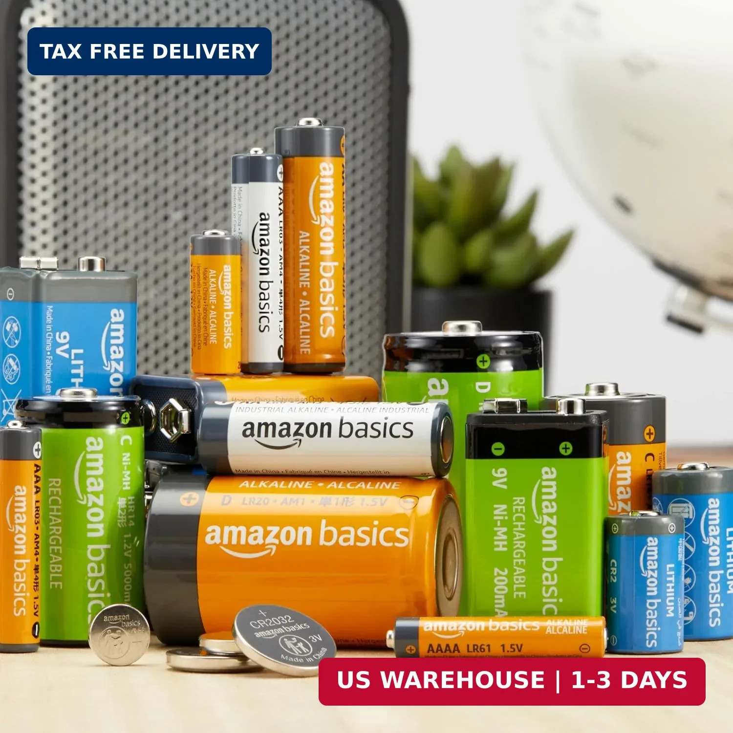 Amazon Basics 100-Pack AA Alkaline Batteries, 1.5 Volt, 10-Year Shelf Life, Reli