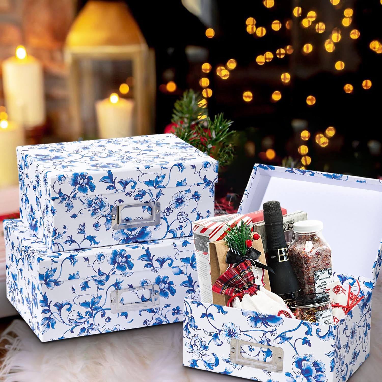 Briful Blue and White Porcelain Storage Boxes with Lids, Set of 4 – Chinoiserie