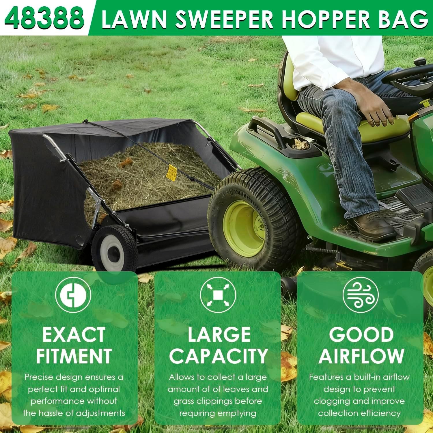 48388 Hopper Bag Lawn Leaf Sweeper Bag for Agri Fab 42″ Sweeper Parts
