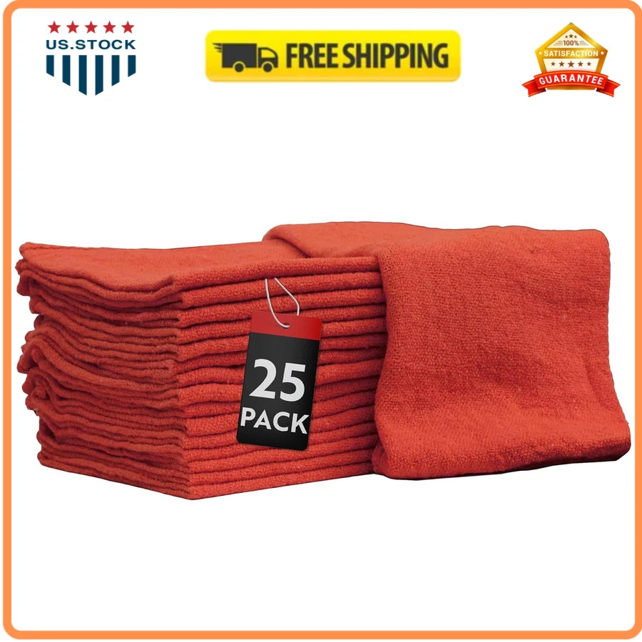 Nabob Wipers 25 Pack 14×14 Blue 100% Cotton Commercial Grade Shop Towels Rags