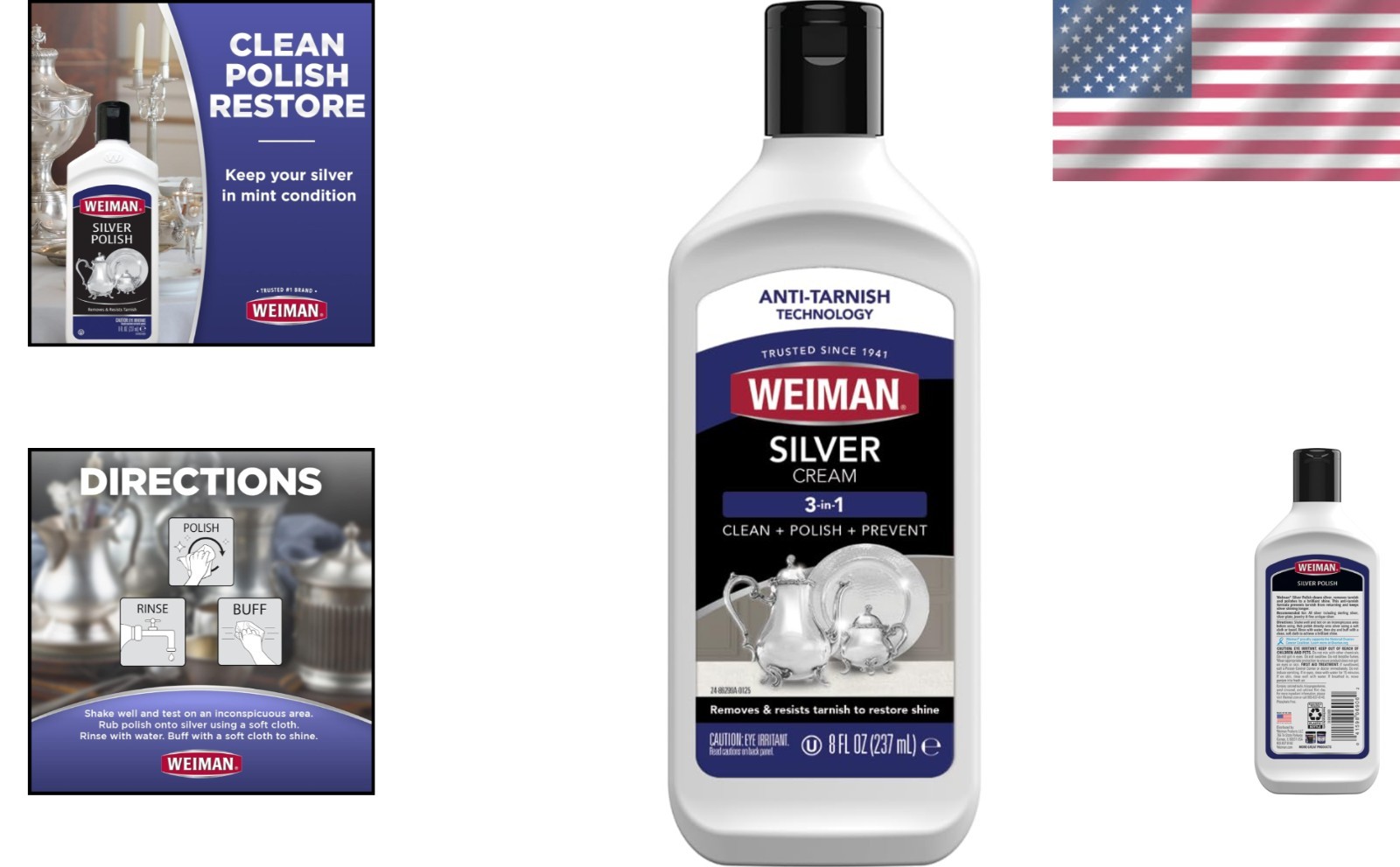 Non-Abrasive Silver Cream Cleaner – 8 Oz Liquid Polish with Tarnish Prevention