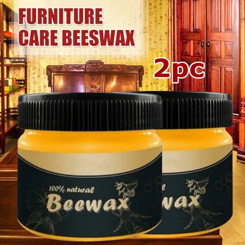2Pcs Beeswax Furniture Polish,Wood Seasoning Beewax Natural Wood Wax Traditional