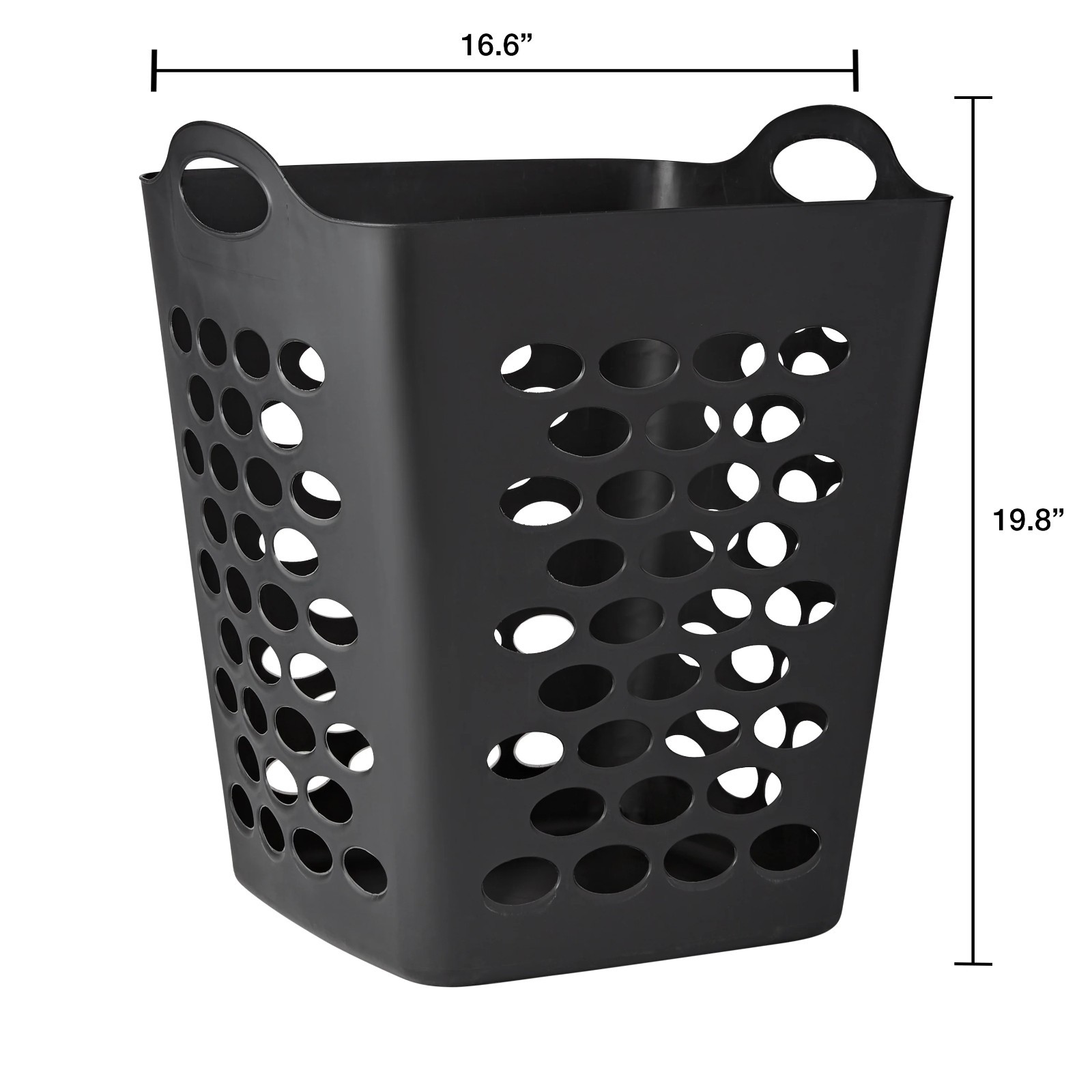 Mainstays Flex Square Laundry Hamper, Black, Adult.