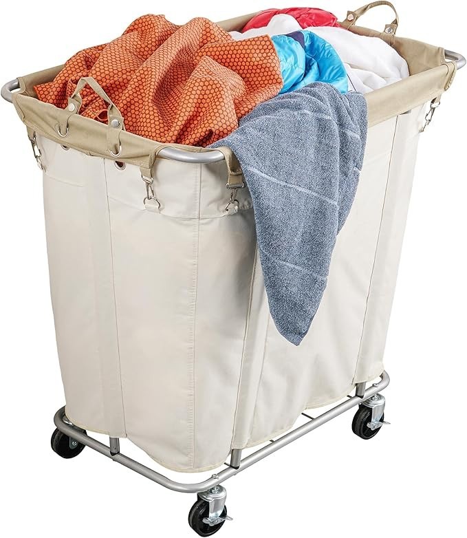 Rolling Laundry Cart 320L Capacity Heavy Duty Steel Frame Waterproof Lining