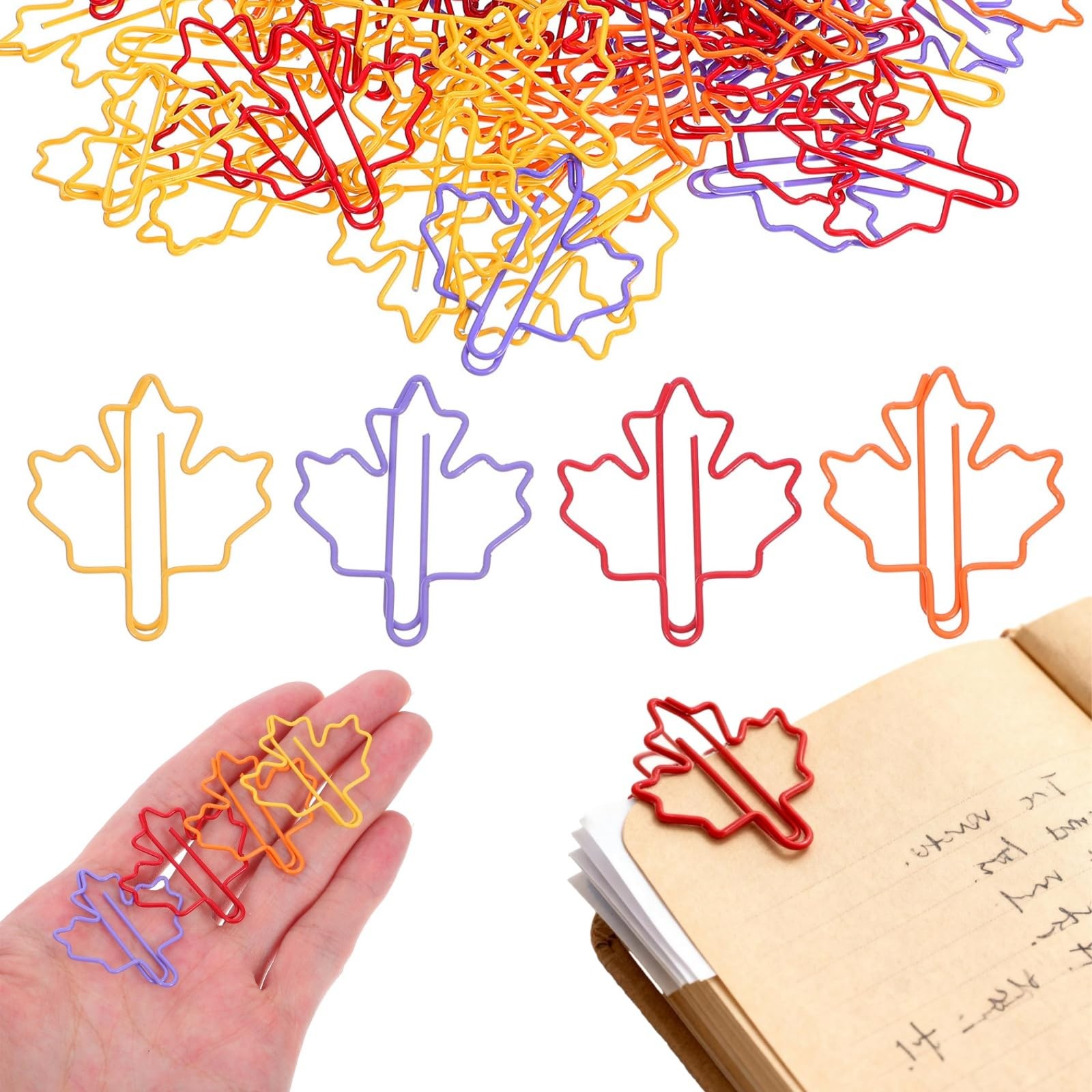 jojofuny Maple Leaf Clips 100Pcs – Cute Mini 3.50X3.20X0.10CM, Assorted Color