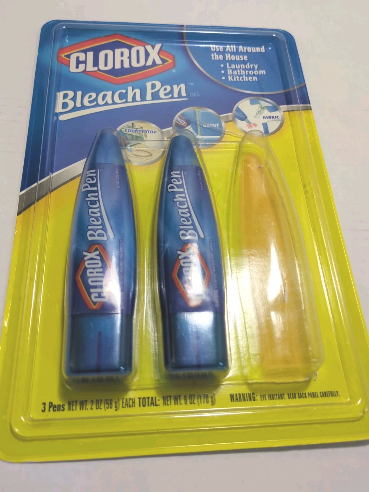 Two Clorox Bleach Pens, 2 oz Each Dual-Tipped Laundry, Grout, New, Discontinued
