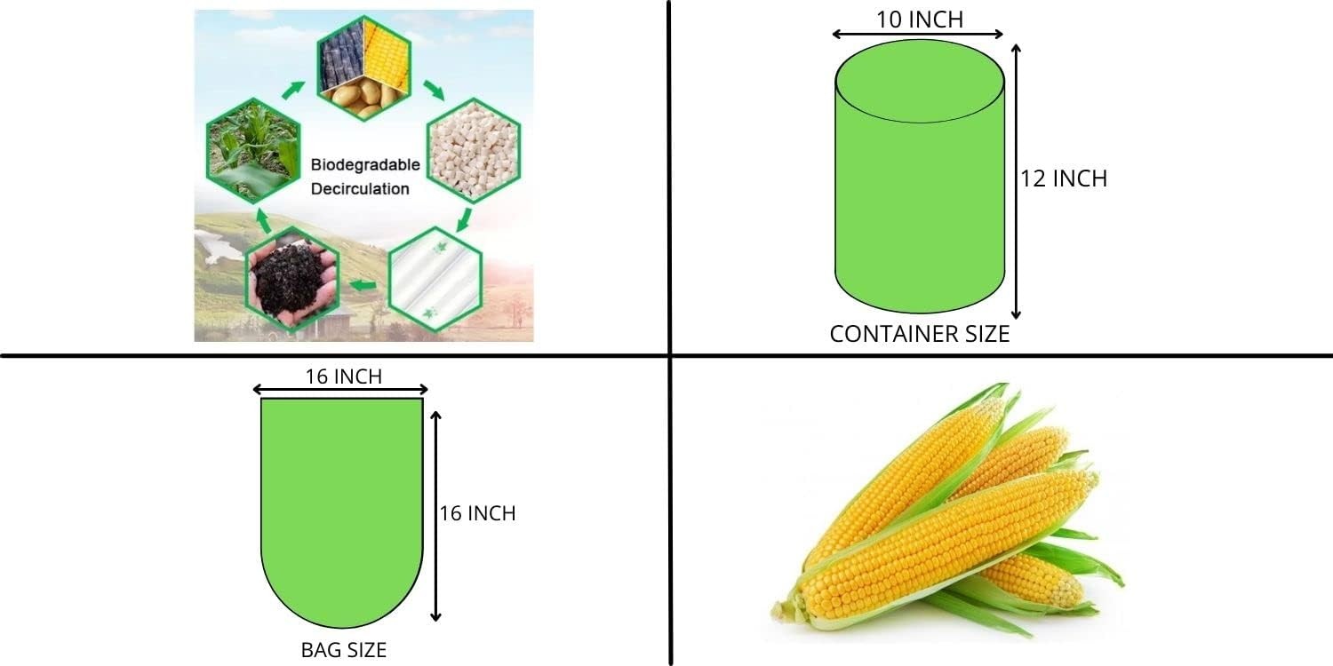 1.75-gallon 6.6L Compostable Extra-Thick Countertop Waste Bin Bags Unscented