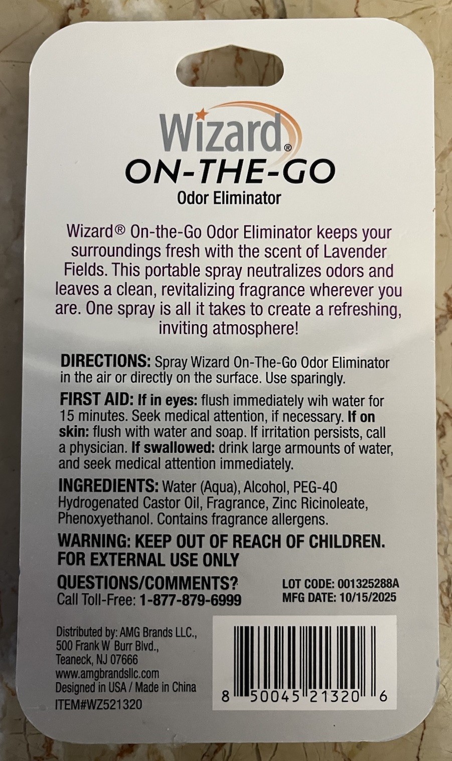 Lot of 3 Wizard On-the-Go Odor Eliminator ~ Citrus Rush 1fl oz