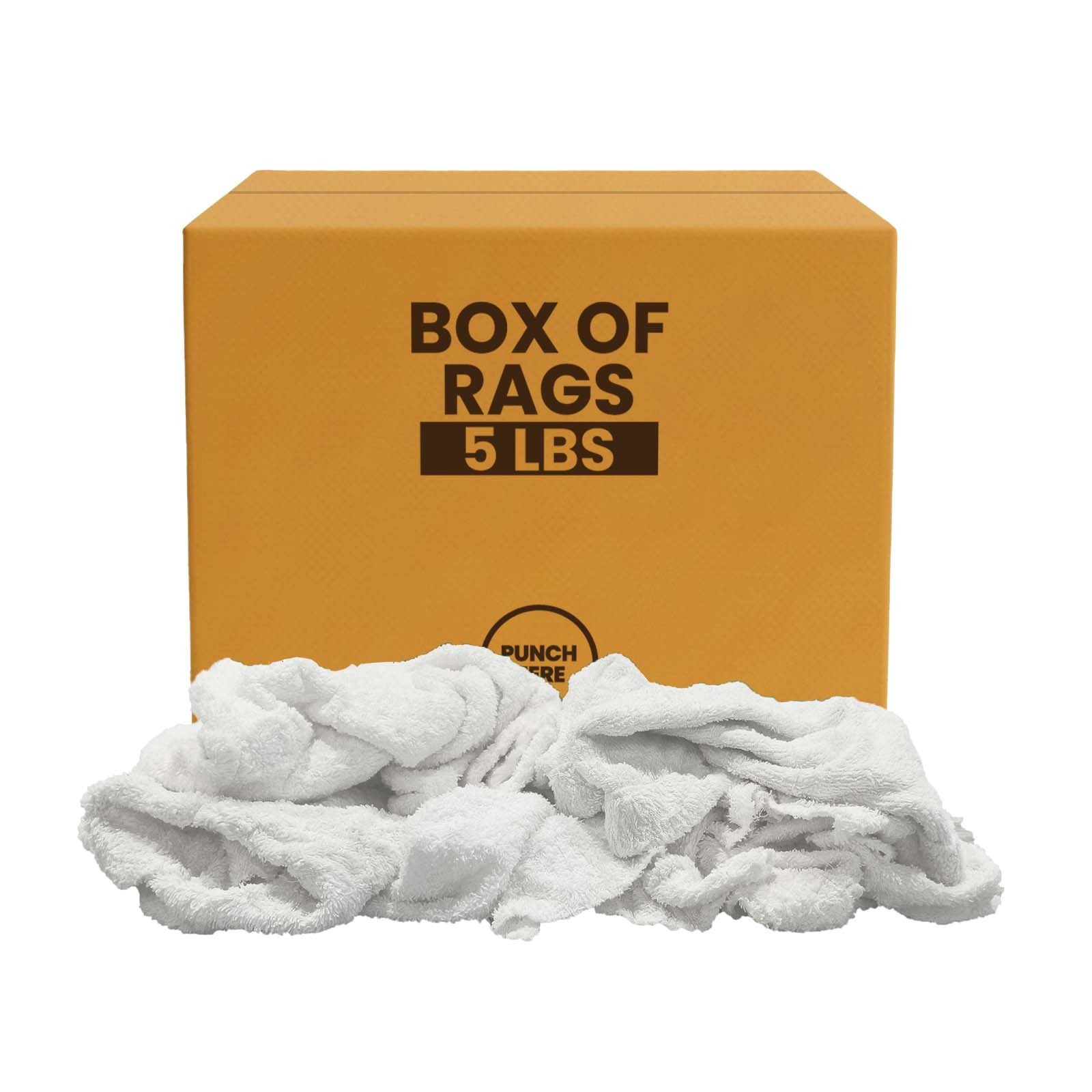 Recycled White Terry Towel Rags in Boxes – Bulk Cotton Cleaning & Wiping Cloths