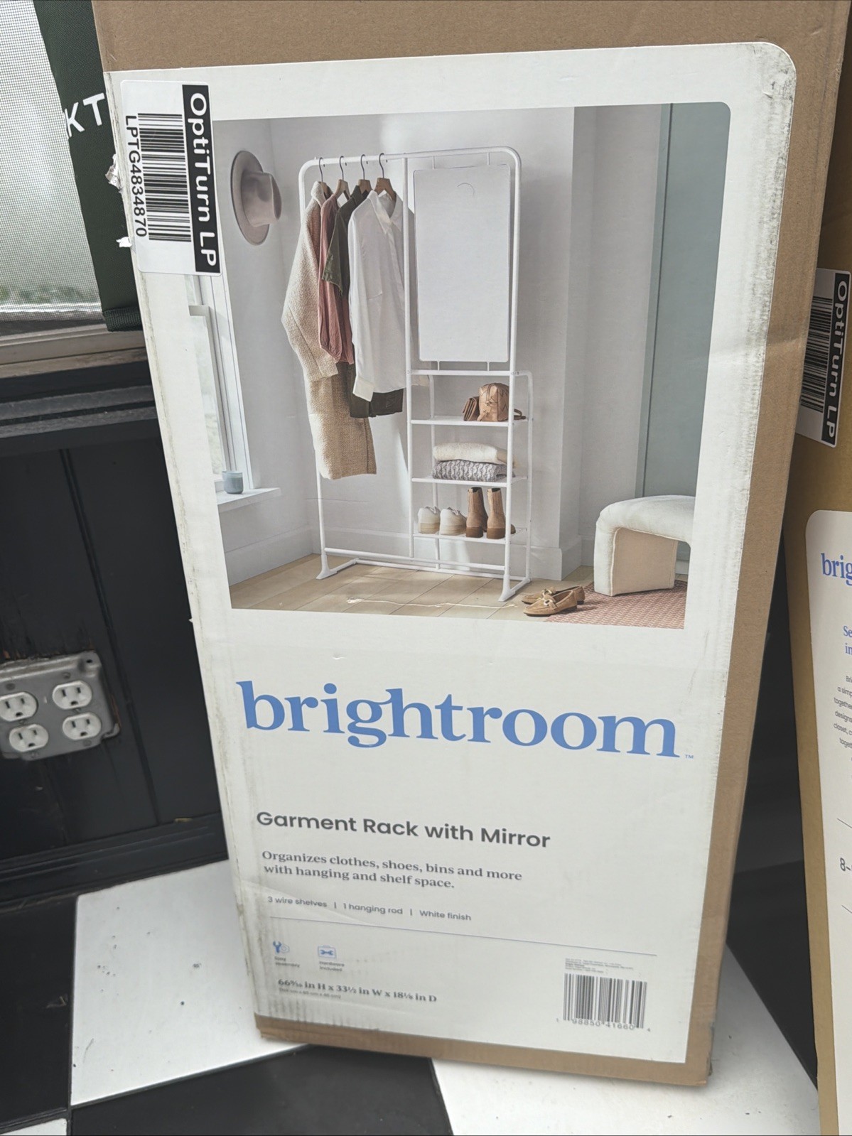 Metal Garment Rack with Mirror and Shelving White – Brightroom