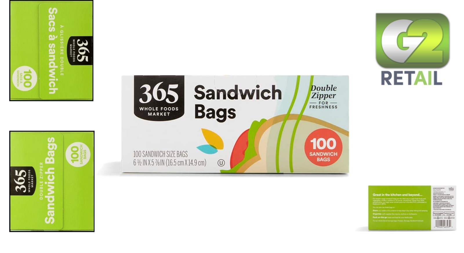Double Zipper Sandwich Bags – 100 Count, BPA-Free, Freshness Guaranteed