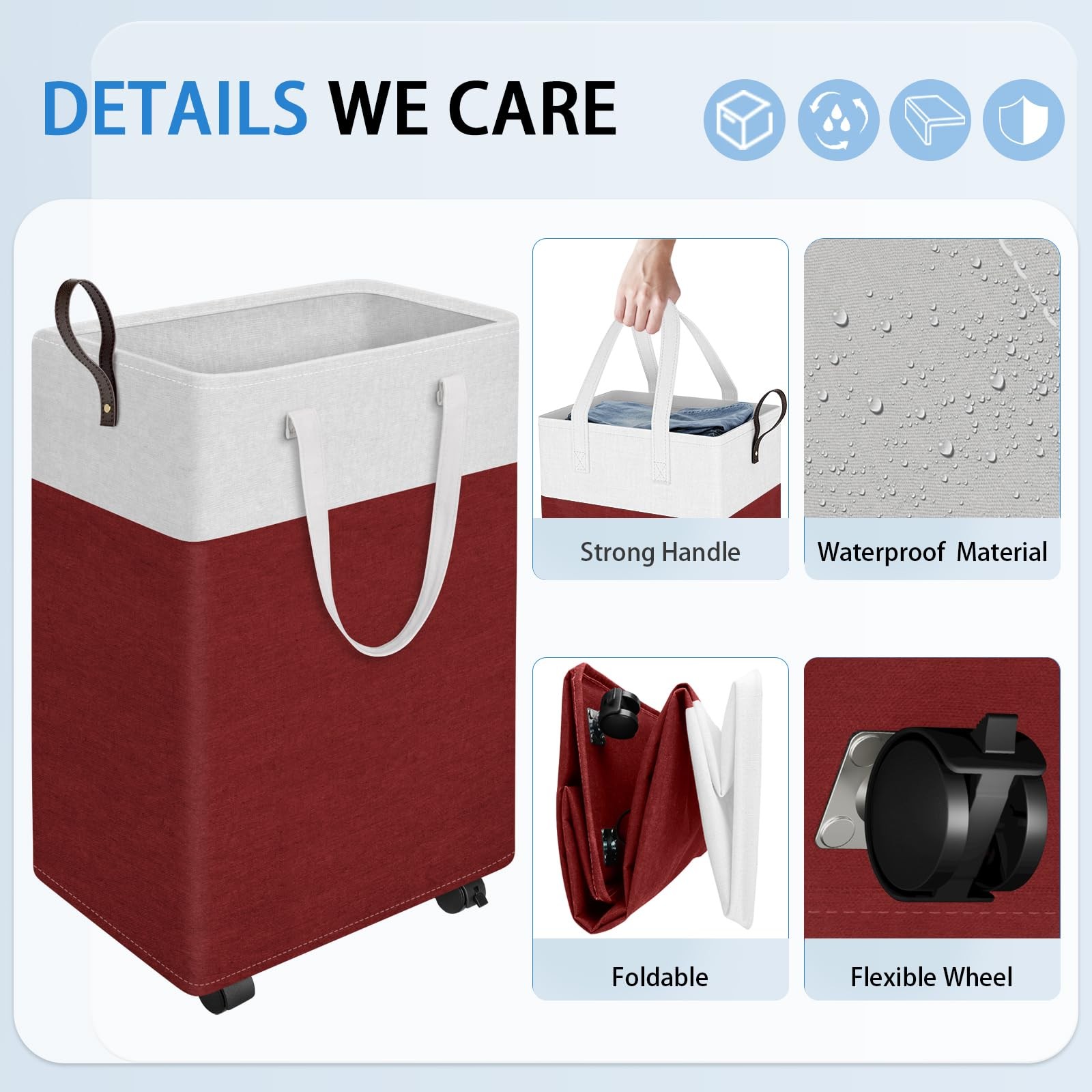 75L Rolling Laundry Basket with Wheels, Collapsible & Waterproof Laundry Hamp…