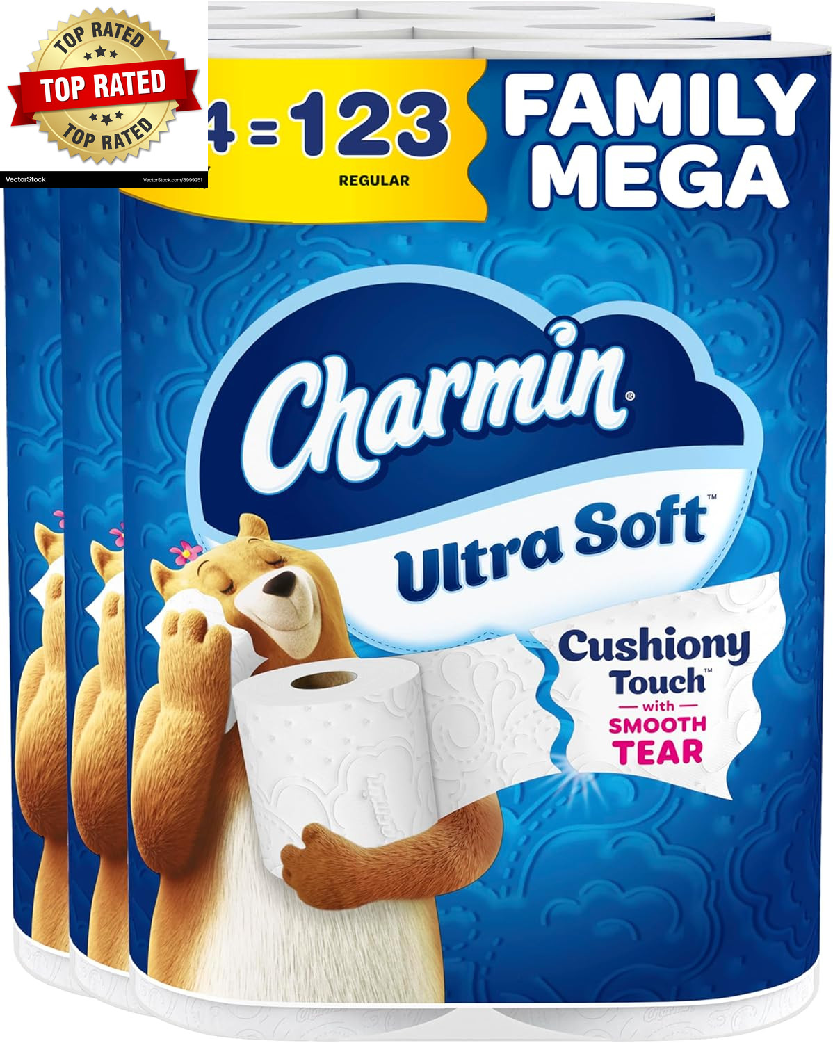 Ultra Soft Cushiony Touch Toilet Paper, 24 Family Mega = 123 Regular Rolls,White