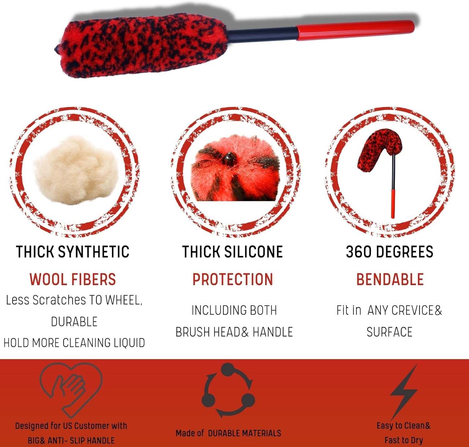 Professional 4 Pack Long Handle Wheel Brush Kit for Cleaning Wheel and Tire- …