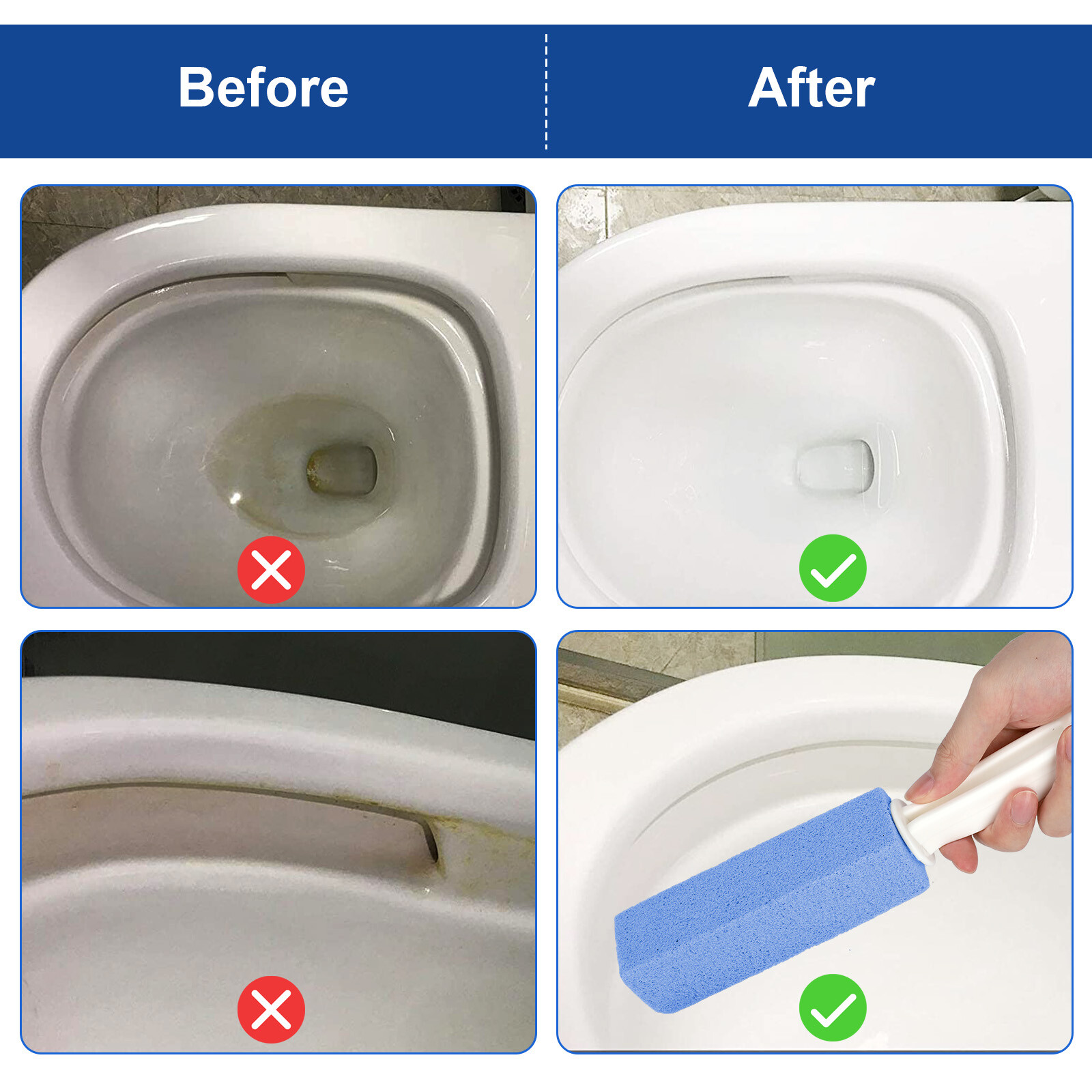 4 Pcs Pumice Stone Toilet Bowl Cleaner with Extra Long Handle Grill Sink Bathtub