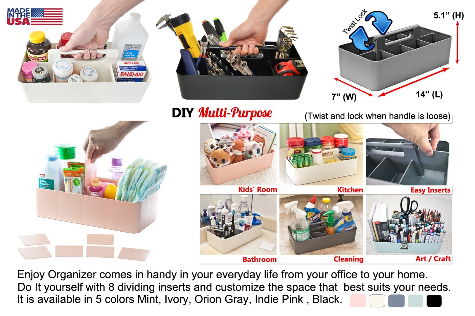 Enjoy Organizer – Plastic Storage Caddy Organizer | Multipurpose, Portable