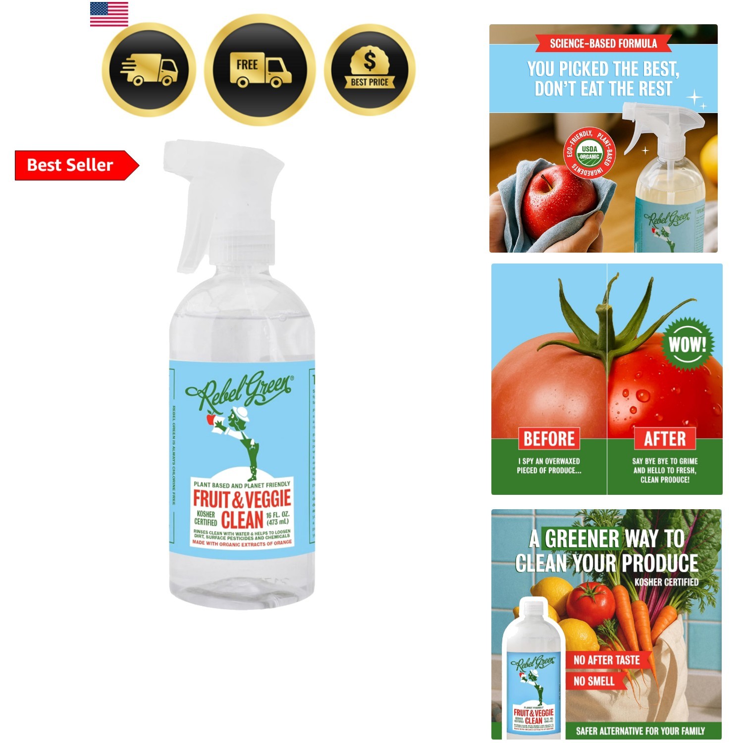 Fruit & Veggie Clean – Plant-Based Produce Cleaner – Natural Fruit and Vegeta…