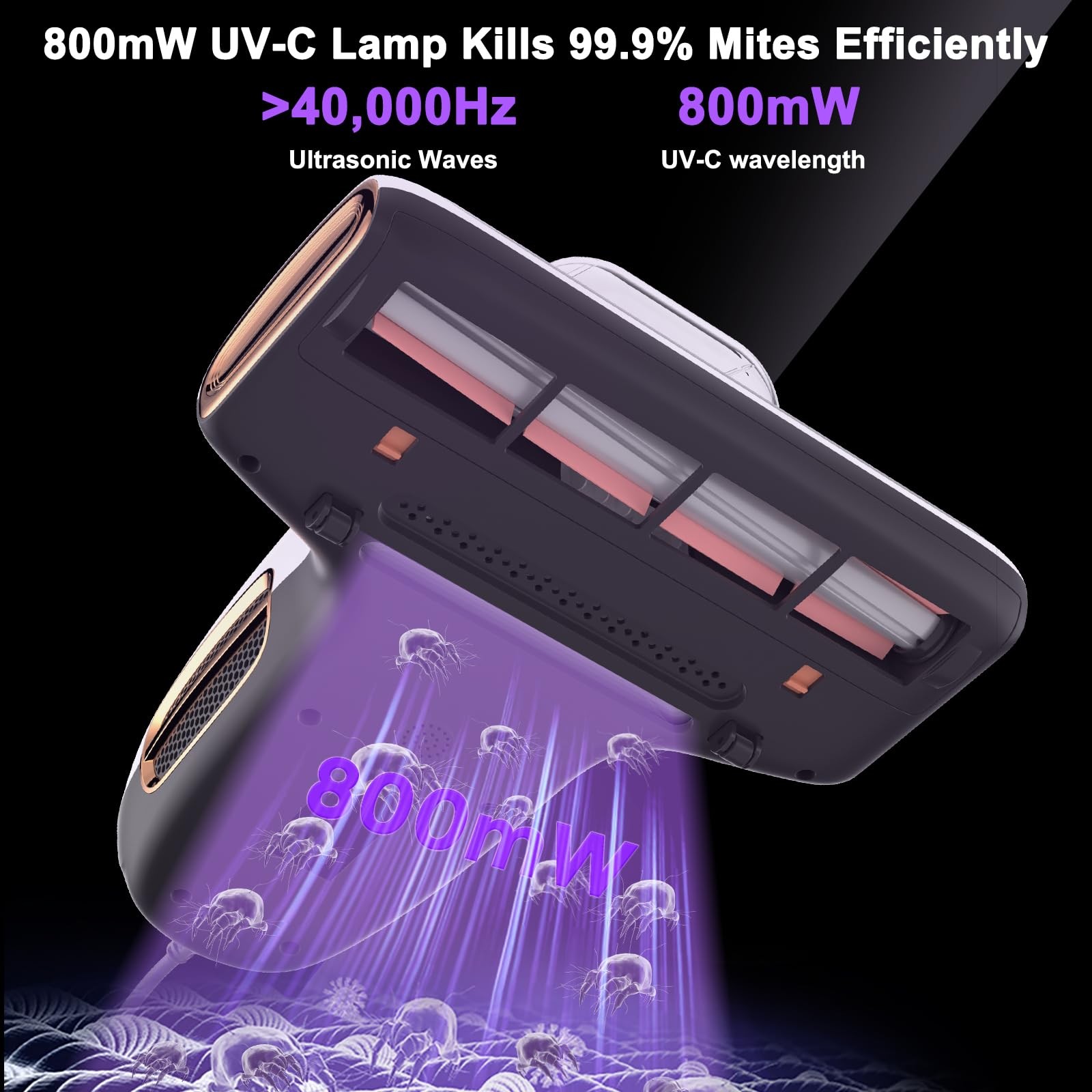 JIGOO T600 Bed Vacuum Cleaner with UV-C Light, 15Kpa Suction 700W Gray