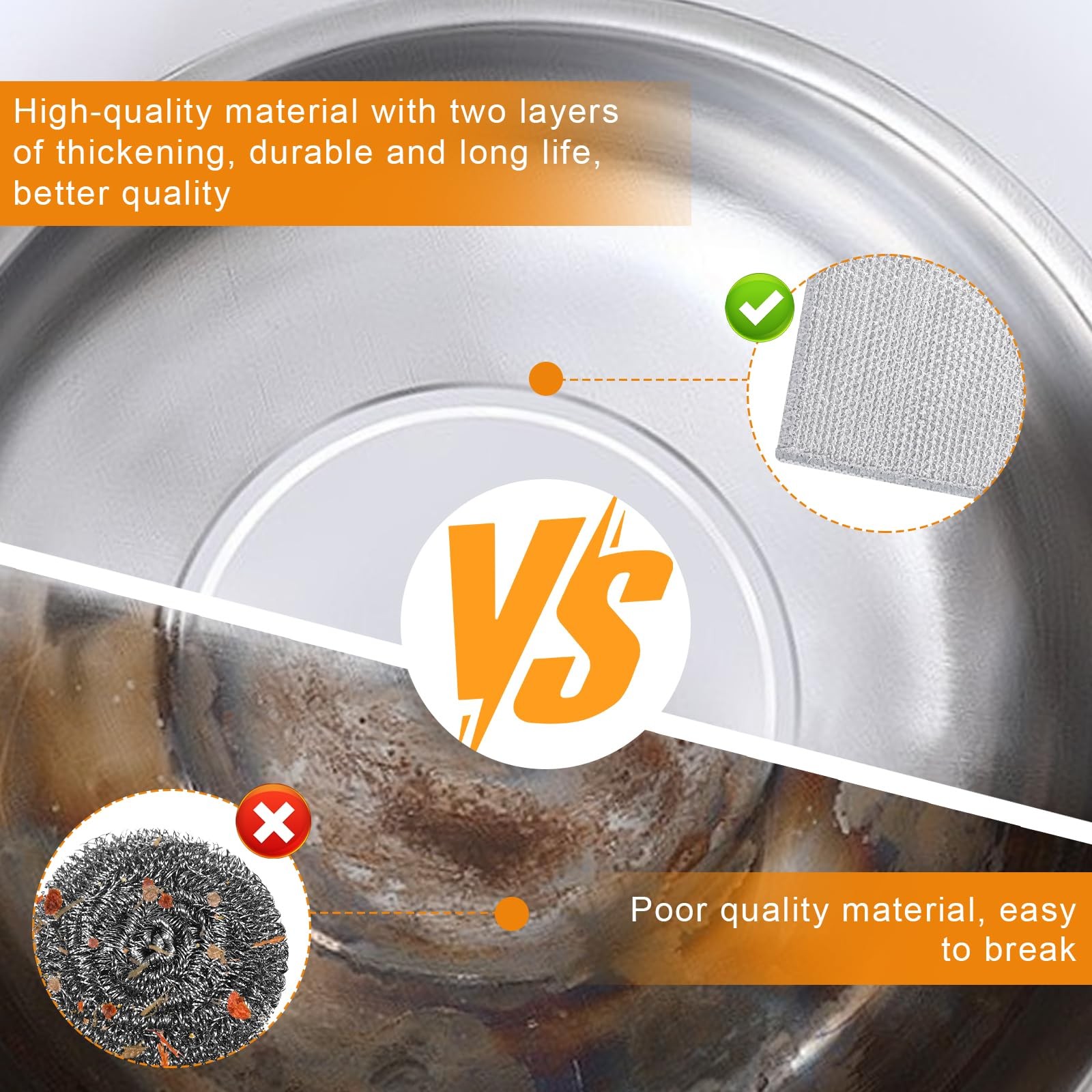 20 Pcs New Upgrade 3-Layer Metal Dish Cloth, No Scratches Wire Cleaning Cloth