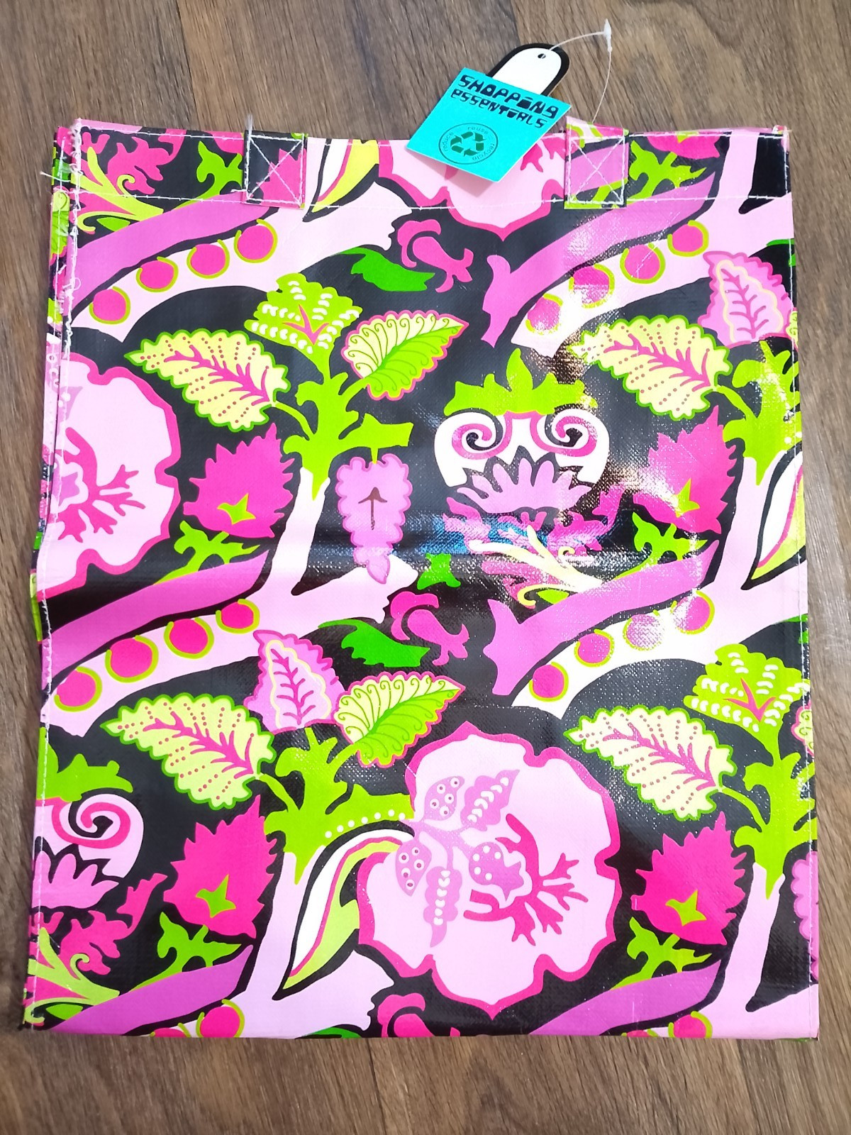 Shoppers essentials recyclable flower grocery bag 13.5×8.5×16 in used