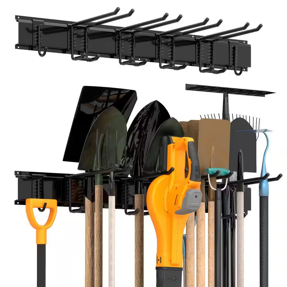 34 In. Garage Tool Storage Steel Rack, 300 Lbs. Load Capacity Wall Mounted Stora