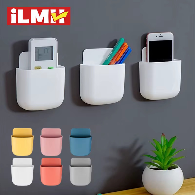 Wall Mounted Storage Box Mobile Phone Plug Holder Stand Rack Remote Control Stor