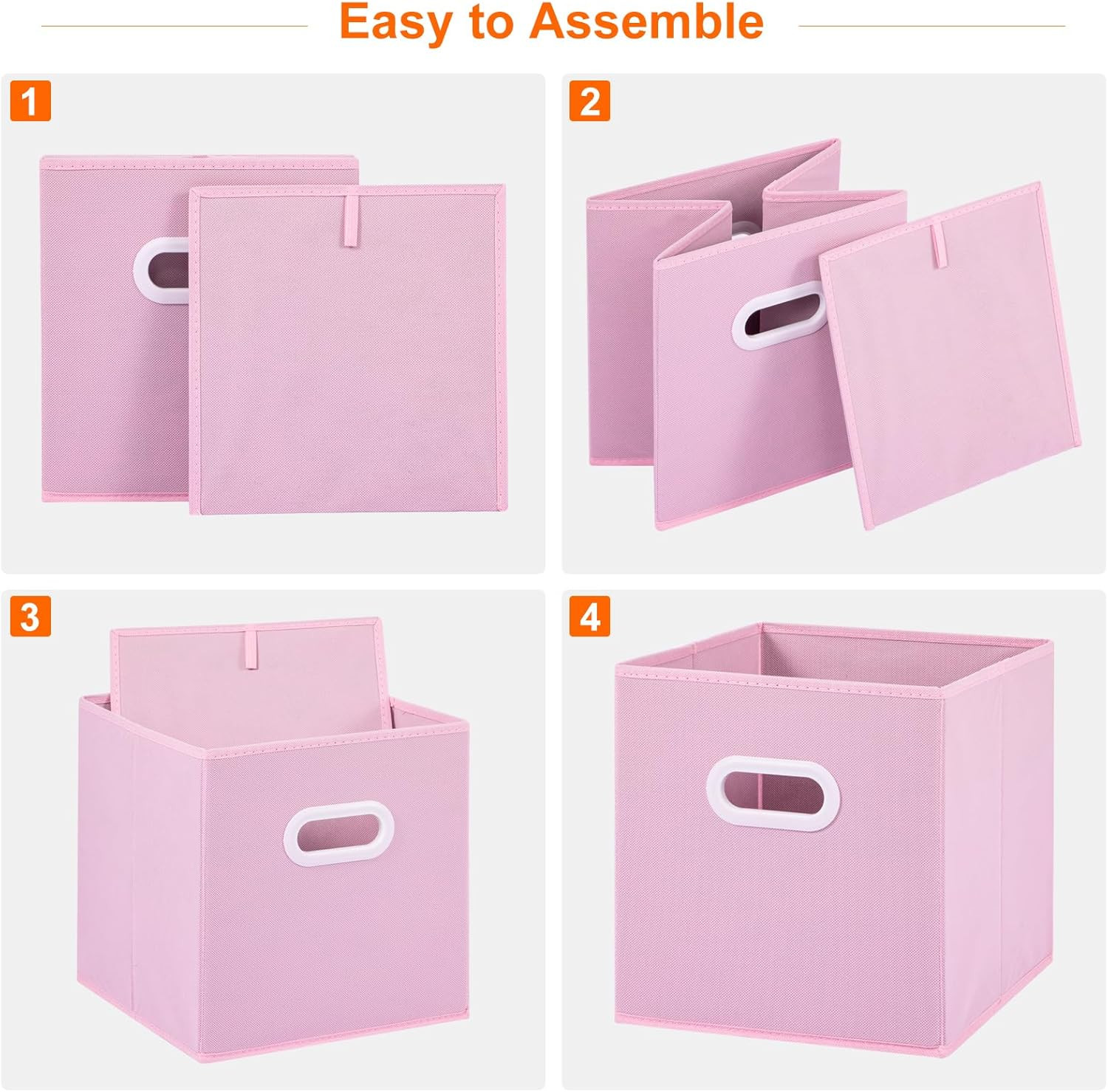 Fabric Storage Cubes Bins, 11 Inch Fun Colored Foldable Storage Baskets with Dua