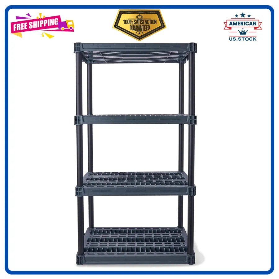 Plano 4-Shelf Plastic Storage Unit 48in x 23in x 14in 200lb Capacity Garage