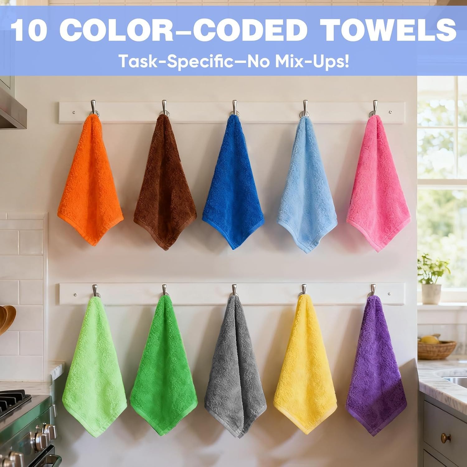 10 Colors Microfiber Cleaning Cloths, 10 Pack Assorted Cleaning Rags | Microfibe