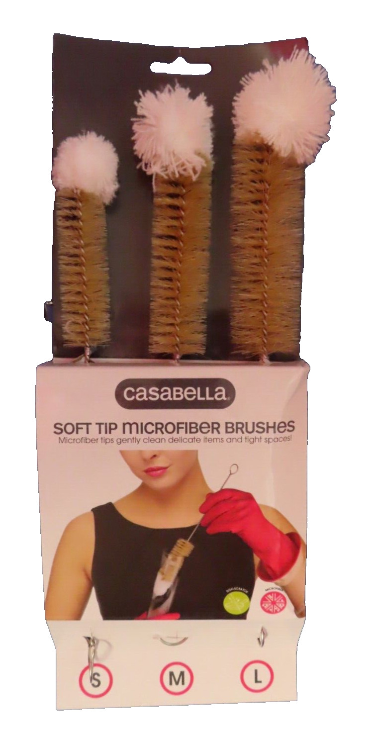 Casabella Soft Tip Bottle Brushes – Set of 3 – #20530 NEW