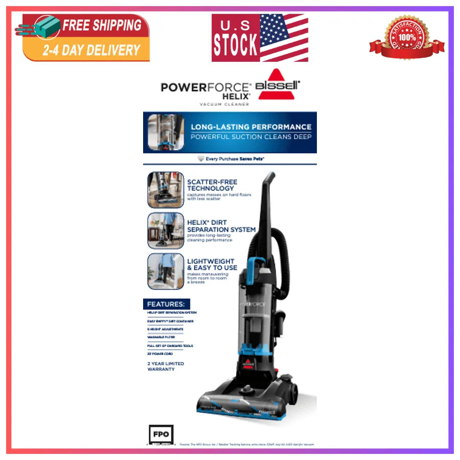Bissell PowerForce Helix Bagless Upright Vacuum Lightweight Pet Friendly 3313