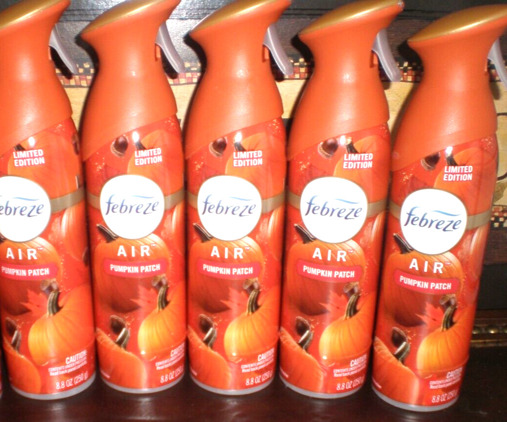 (5) FEBREZE Air Room Freshener Sprays PUMPKIN PATCH 8.8 Oz each Spray Bottle