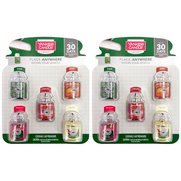 Yankee Candle Car Jar Multipack Air Freshener Holiday Scents 5 Count – 2 Pack