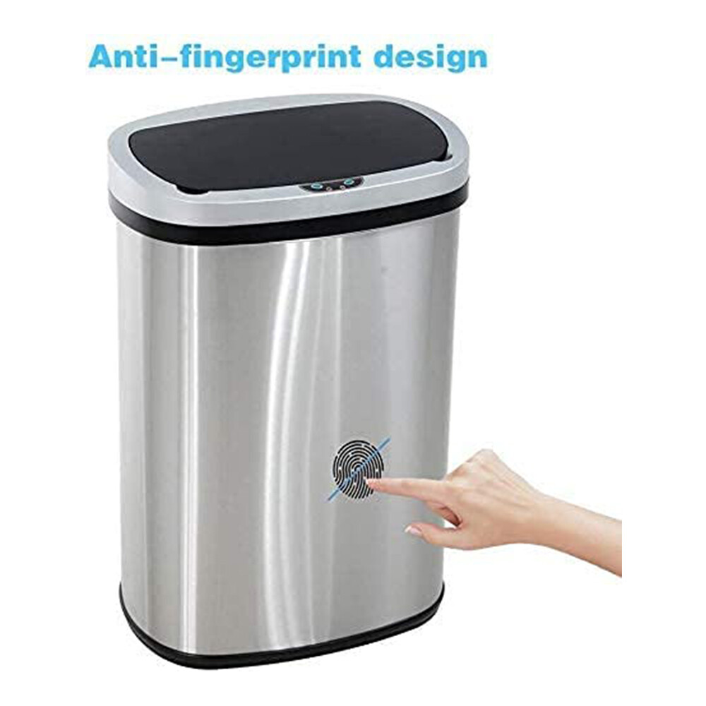 13 Gal Kitchen Bin Automatic Sensor Office Trash Can Stainless Touch Free w/ Lid