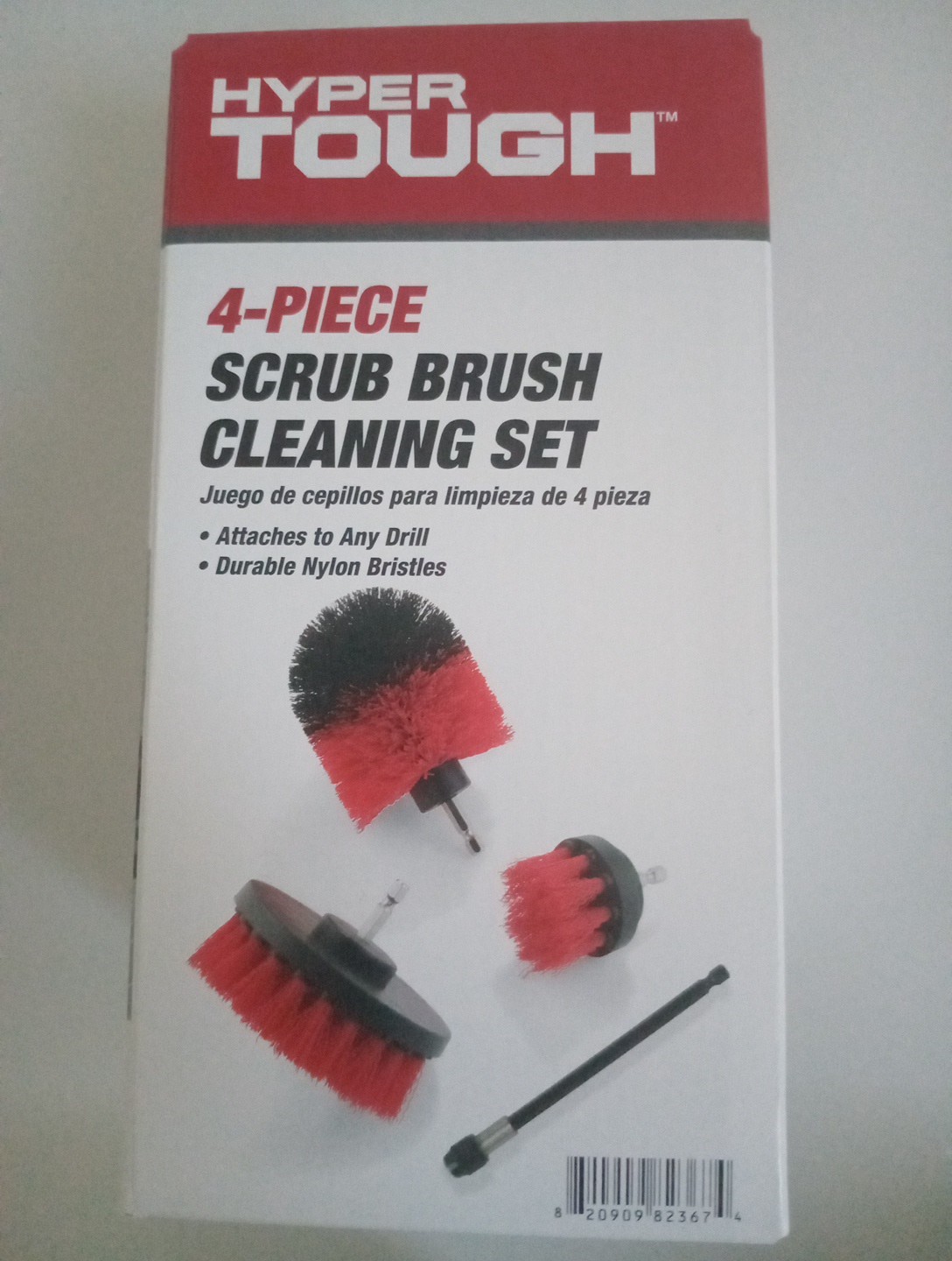 New Hyper Tough 4 piece Scrub Brush Cleaning Set Tool Attachments