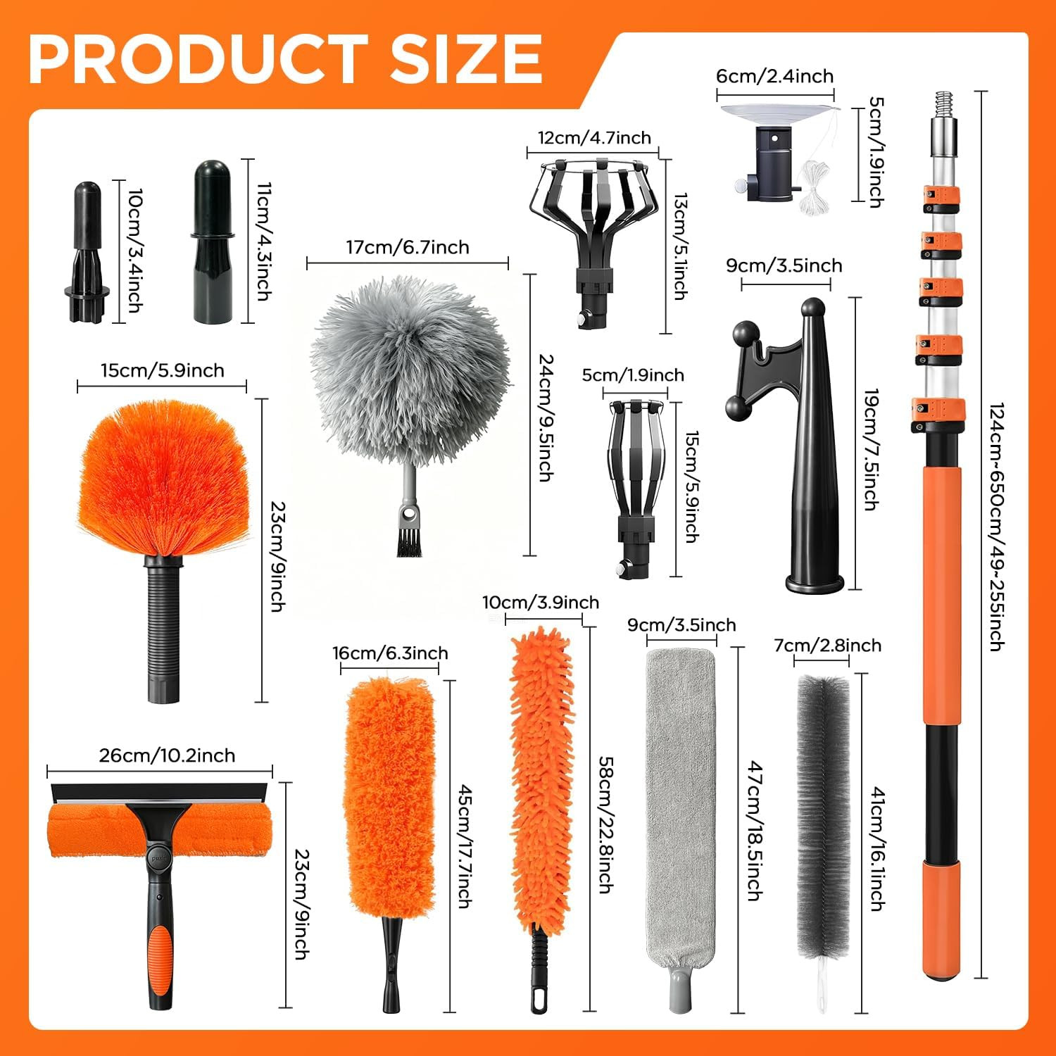 26FT High Reach Duster Kit with 5-20FT Flip-Lock & Screw Dual Locking Extension