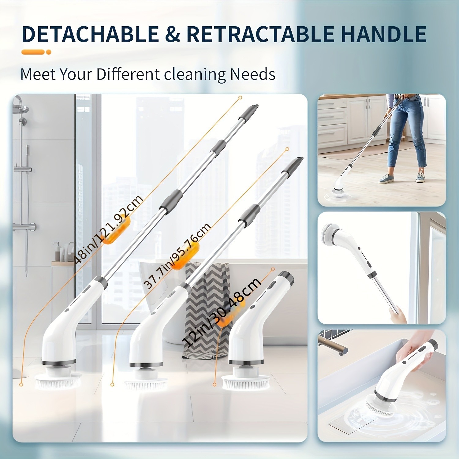 8 in 1 Electric Spin Scrubber for Bathroom, Tub, Tile, Kitchen FREE SHIPPING USA