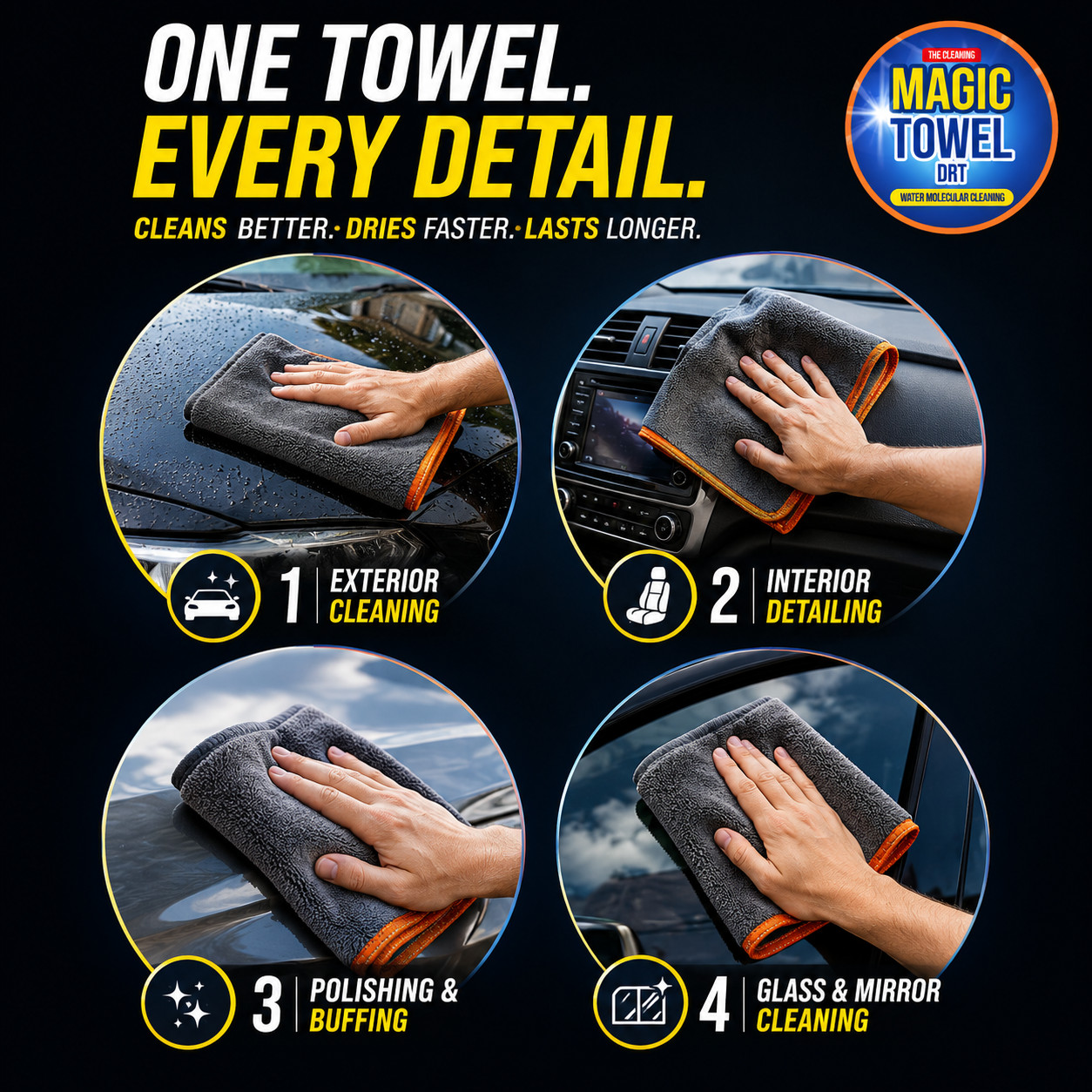 8-Pack Microfiber Car Detailing Towels 14×14 230 GSM Coral Fleece Lint-Free