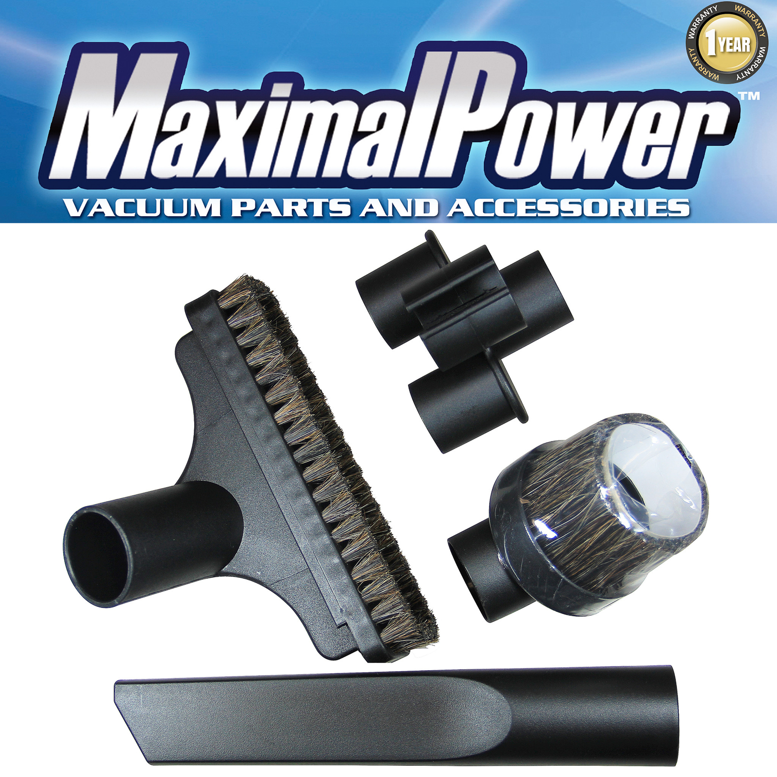 MaximalPower Vacuum Attachments Accessories Cleaning Kit Brushes for 1 1/4″ Hose
