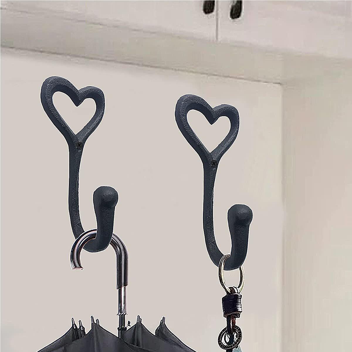 4 Pcs Decorative Wall Hooks Cast Iron Vintage Coat Towel Hooks for Bath Kitchen