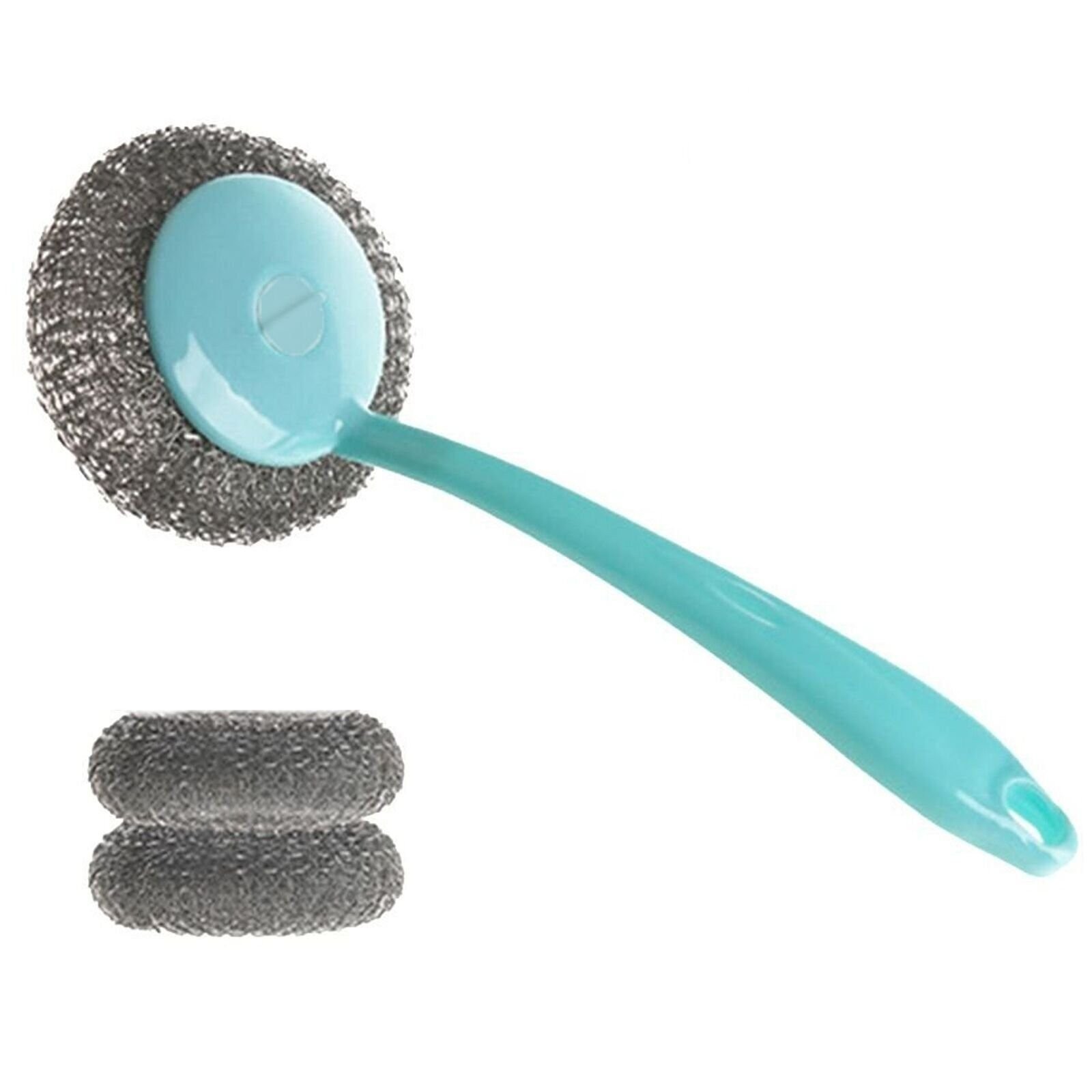 15x Kitchen Cleaning Stainless Steel Sponge Scrubbers with Handle Scouring Pad