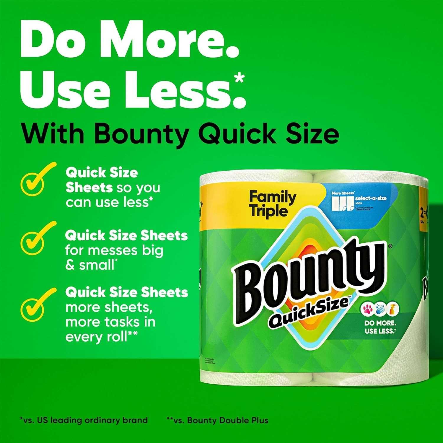 Quick-Size Paper Towels, 12 Family Triple Rolls = 40 Rolls – Super Absorbent