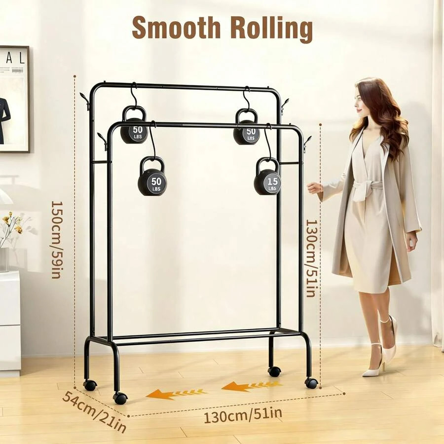 Adjustable Foldable Stainless Steel Clothes Rack Dual Rods
