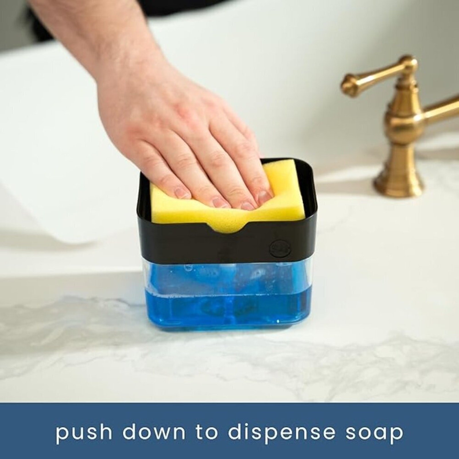 Dish Soap Dispenser Pump and Sponge Holder for Kitchen Sink, 13 Ounces (385ml)