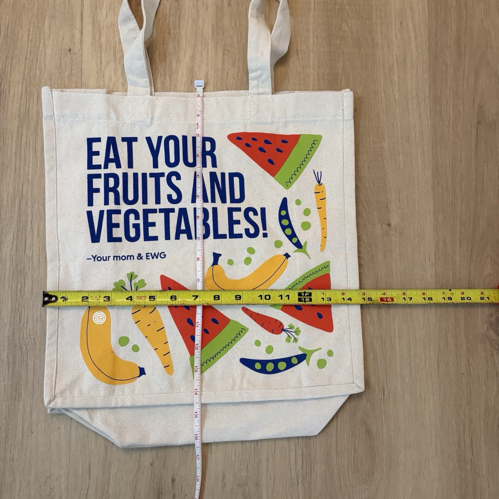 Eat Your Fruits and Vegetables Graphic Tote Bag Reusable Grocery Bags New