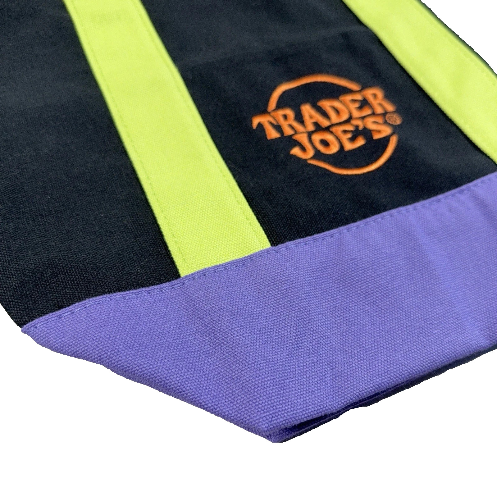Trader Joe’s Mini Black Green Purple Canvas Tote Bag Iconic Embroidery NEW RARE