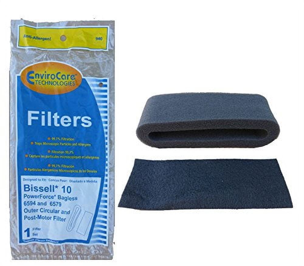 1 Set Bissell Style 10 Filters Outer Foam Circular & Post-Motor PowerForce Vacuu