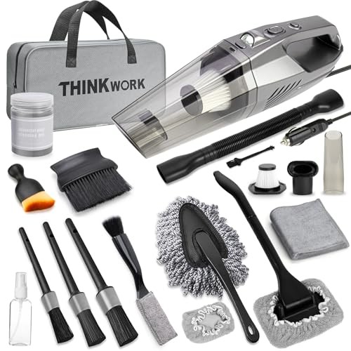 Car Cleaning Kit, Car Vacuum Kit, Gray Car Interior Detailing Kit Gray(20pcs)