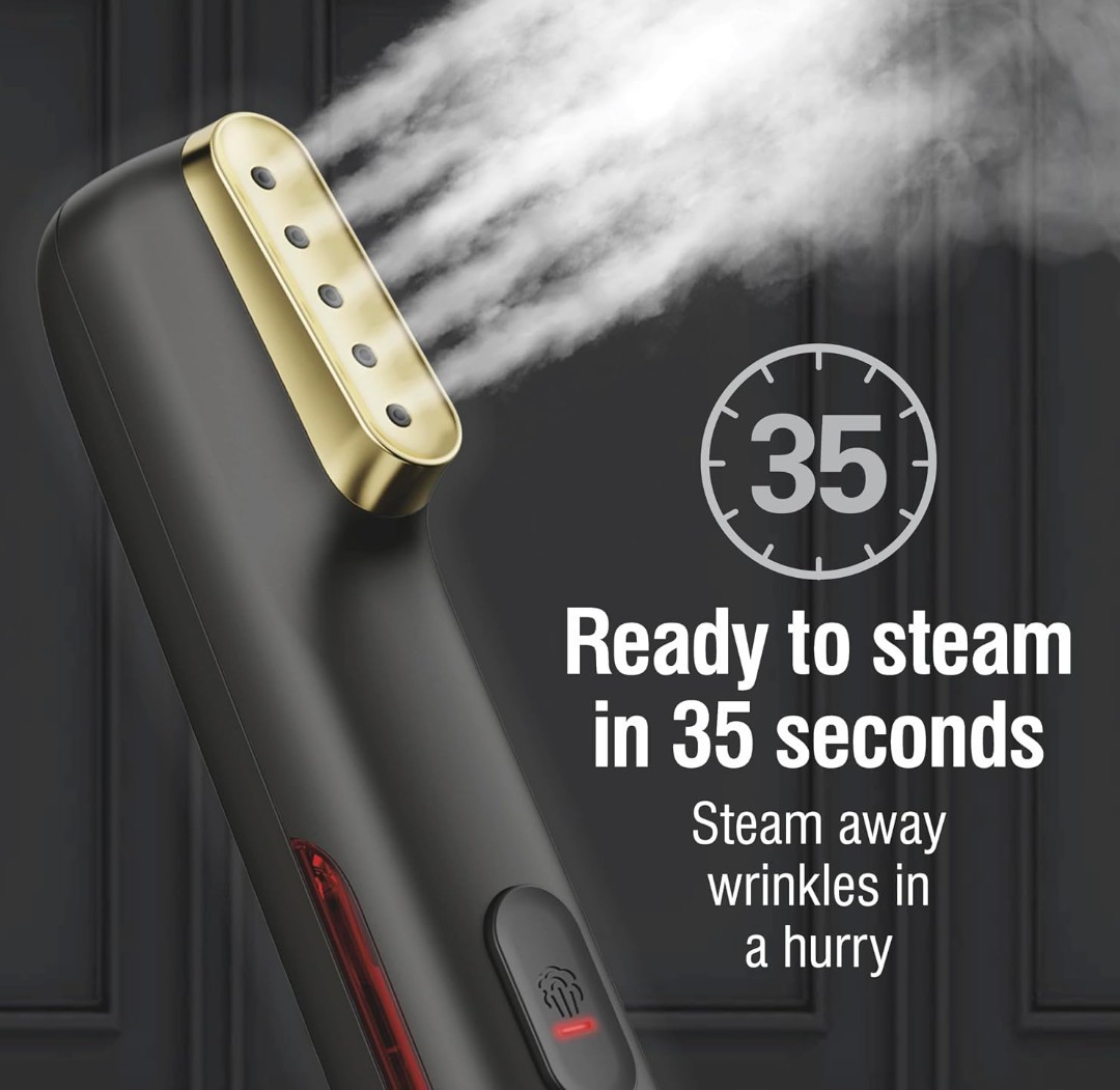 CHI Handheld Corded Garment Steamer 800W 35 sec Heat, 5 min Steam, Bag